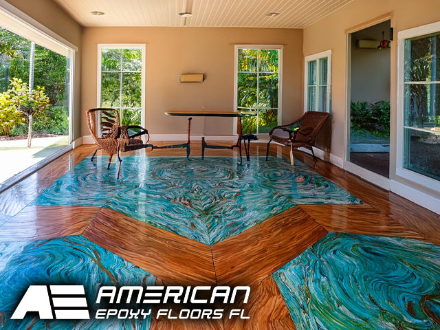 beautiful epoxy floor with style and color inside florida home